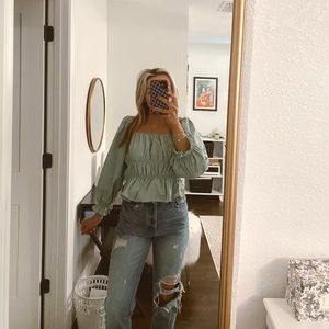 ZARA BLOUSE- beautiful sea foam colored top!